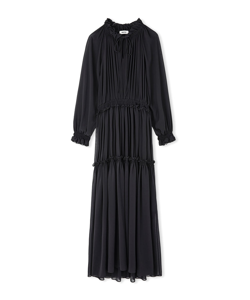 Ipekyol Gathered Dress With Tie-Neck Black