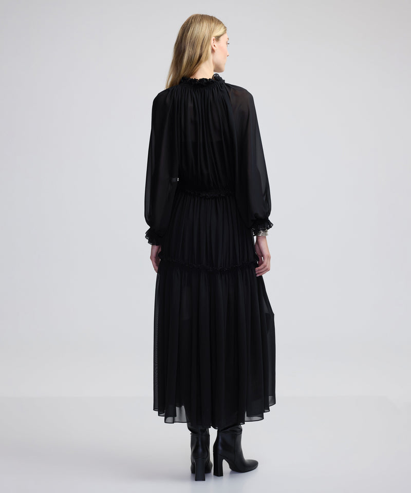 Ipekyol Gathered Dress With Tie-Neck Black