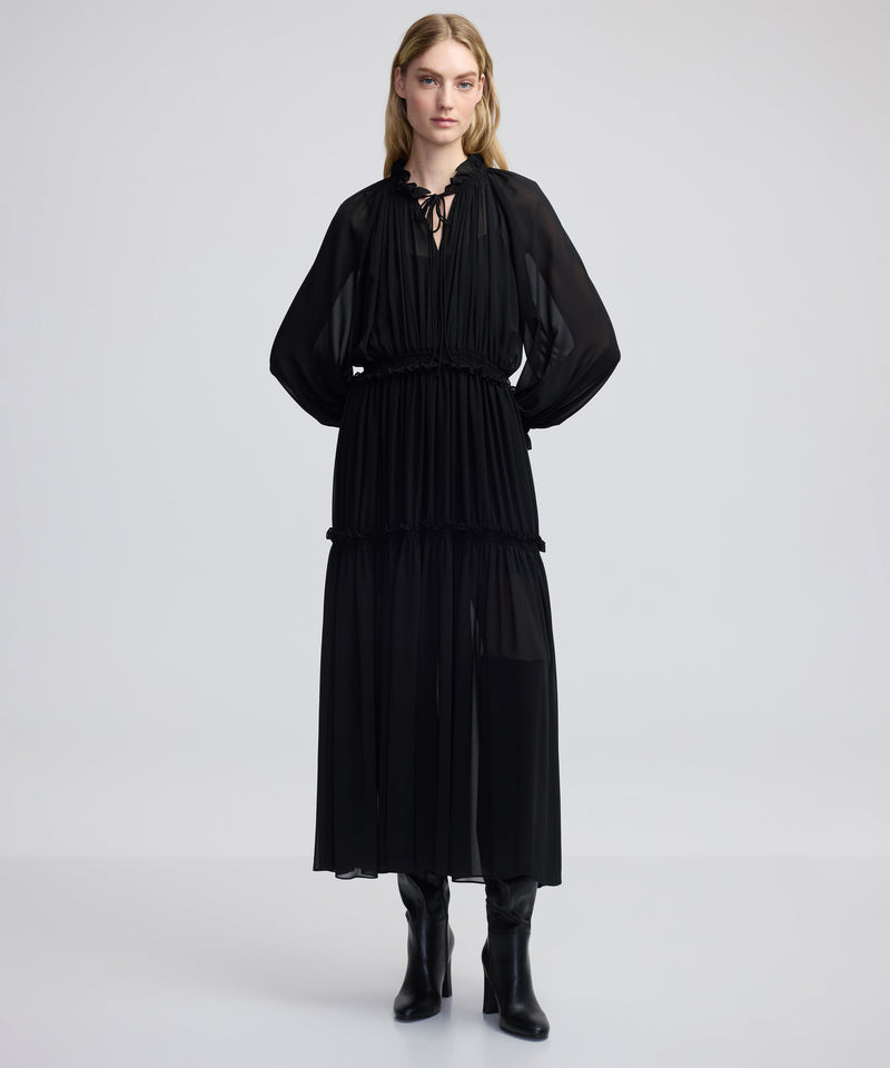 Ipekyol Gathered Dress With Tie-Neck Black