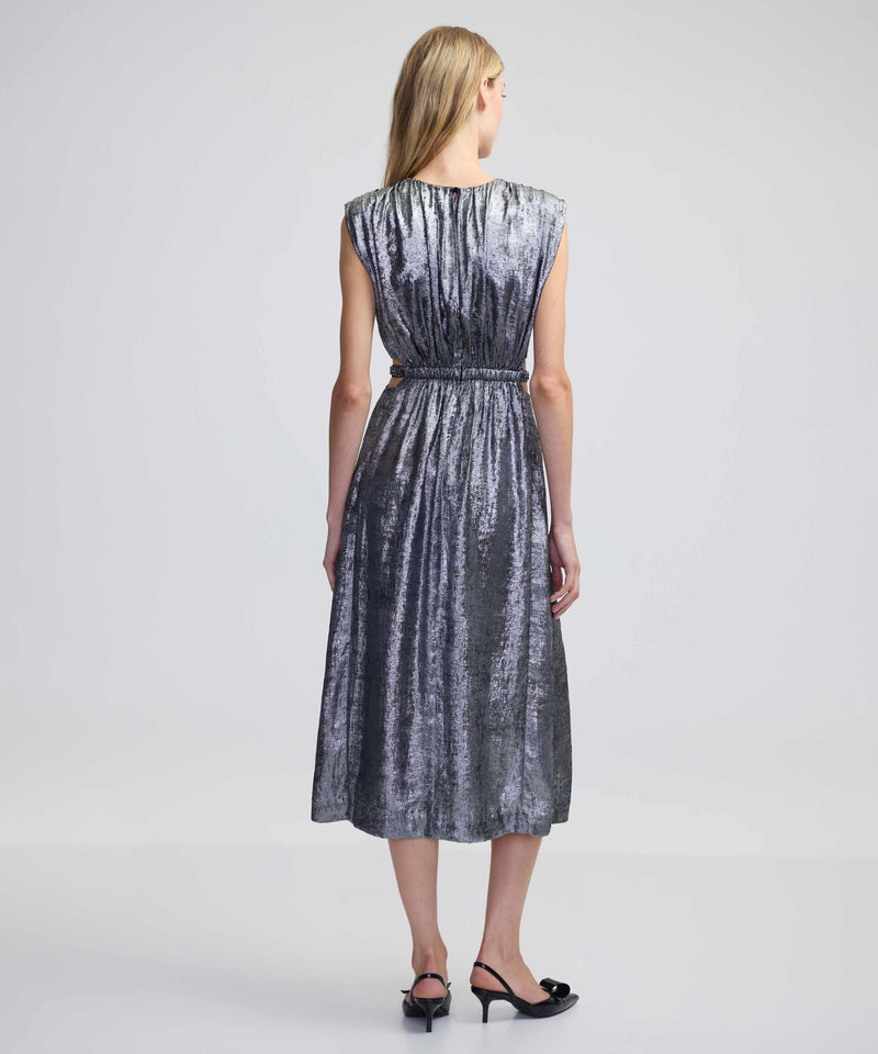 Ipekyol Shiny Textured Embroidered Dress Grey