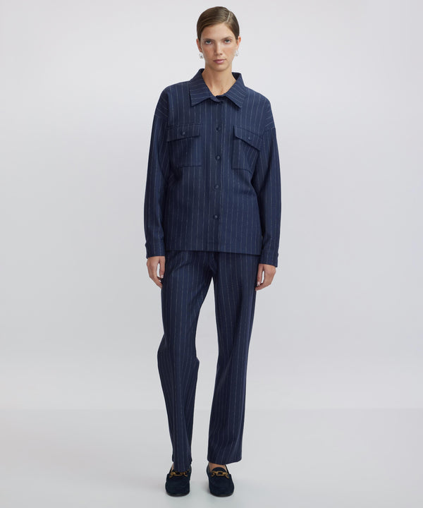 Ipekyol Striped Pattern Trousers Navy