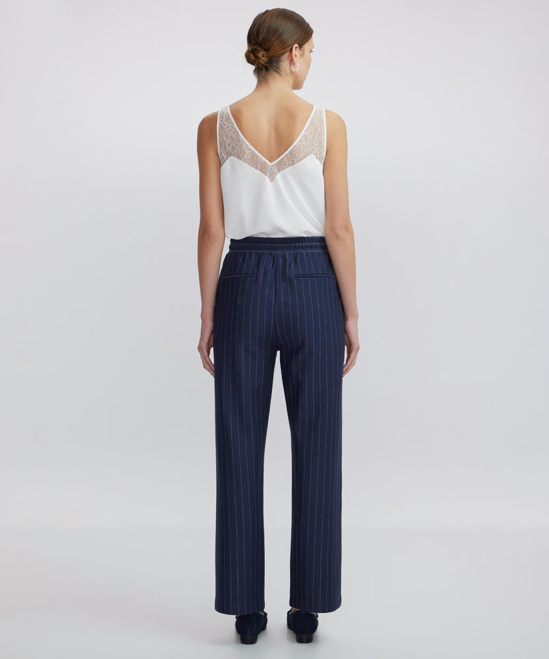 Ipekyol Striped Pattern Trousers Navy