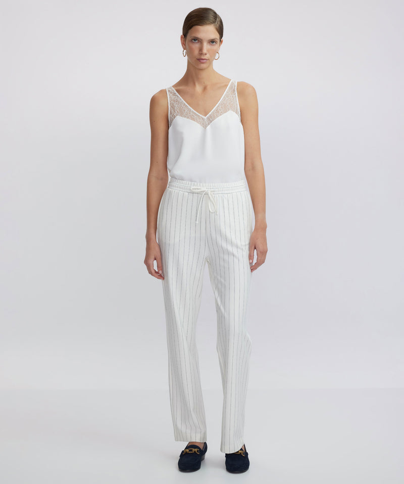 Ipekyol Striped Pattern Trousers Off White