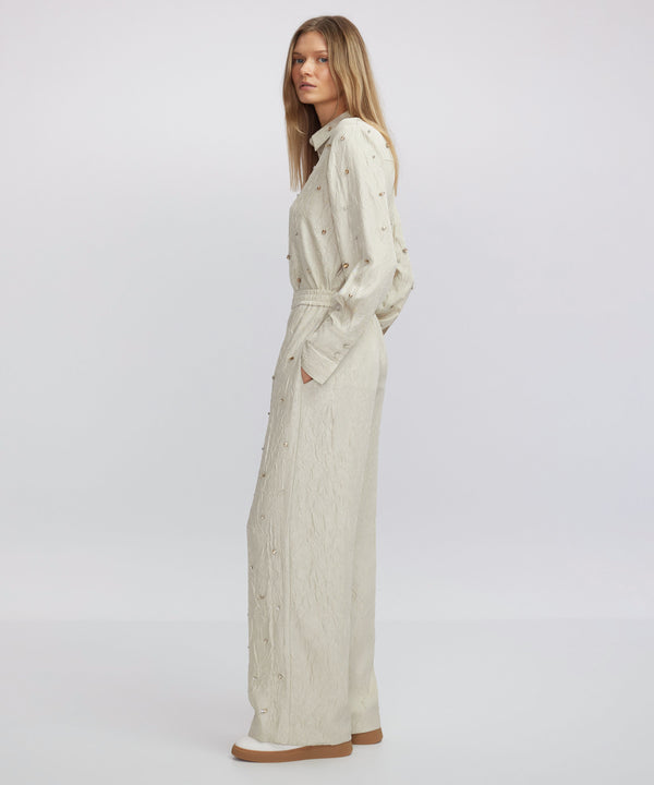 Ipekyol Embroidered Wide Leg Fit Trousers Stone