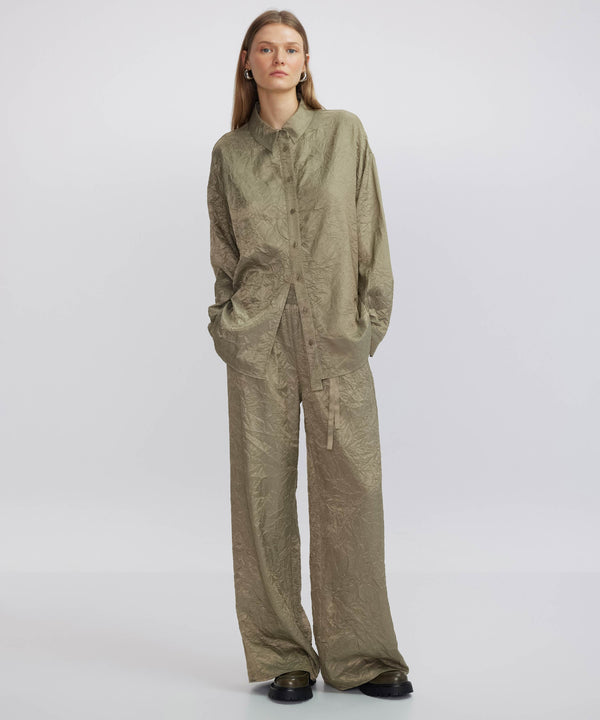 Ipekyol Textured Elastic Waist Trousers Khaki