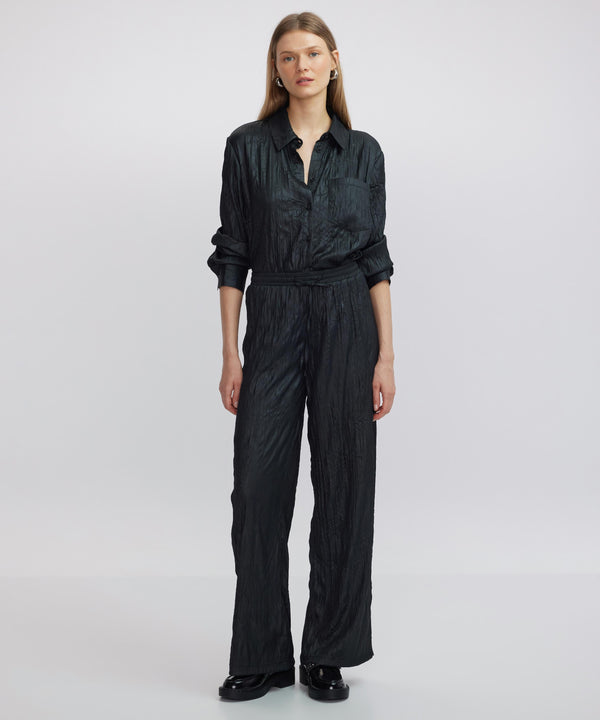 Ipekyol Leather Look Textured Trousers Black