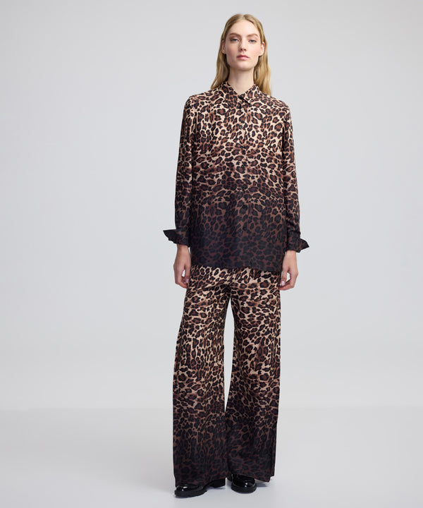 Ipekyol Leopard Pattern Trousers With Gradient Color Transitions Brown