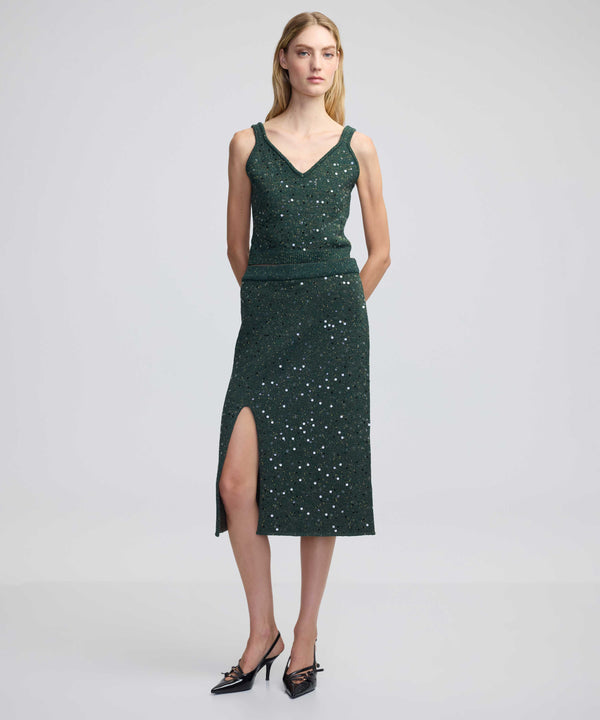 Ipekyol Sequined Midi Skirt Green