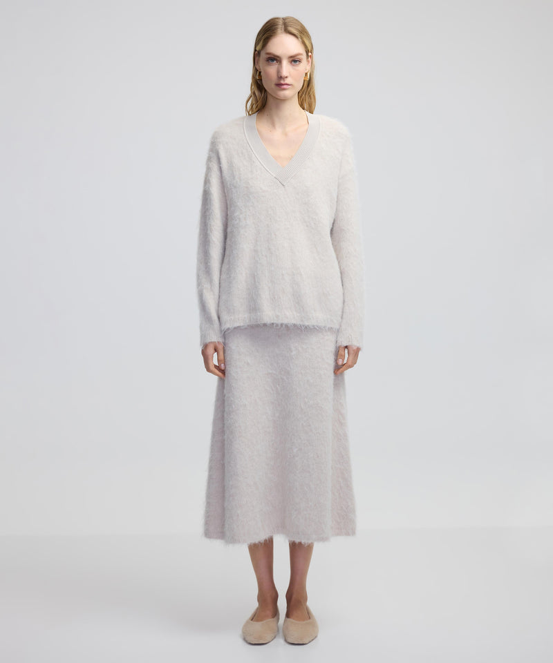 Ipekyol Wool Blend Flared Skirt Off White