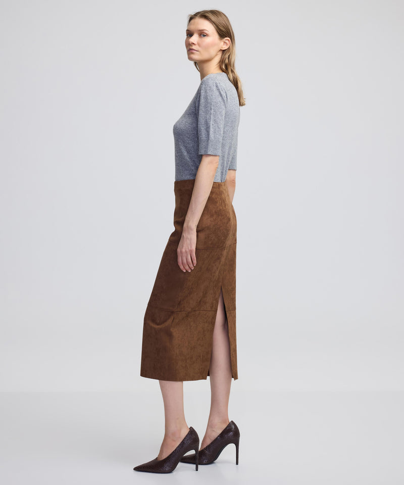 Ipekyol Suede Look Skirt Brown