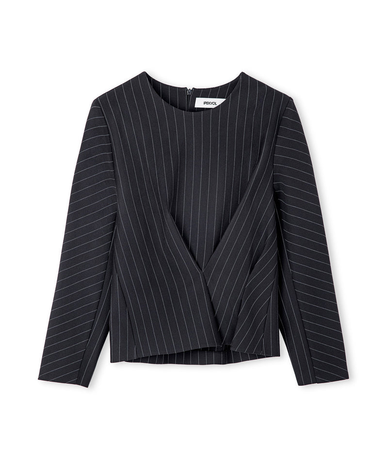 Ipekyol Draped Striped Pattern Blouse Anthracite