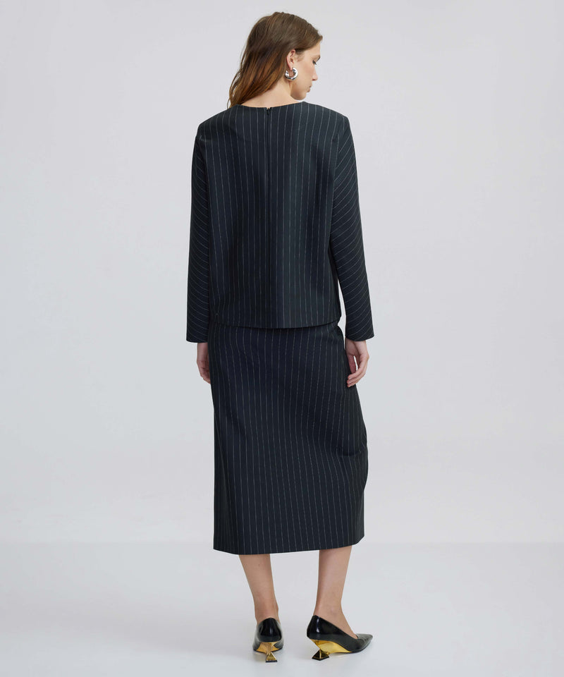 Ipekyol Draped Striped Pattern Blouse Anthracite