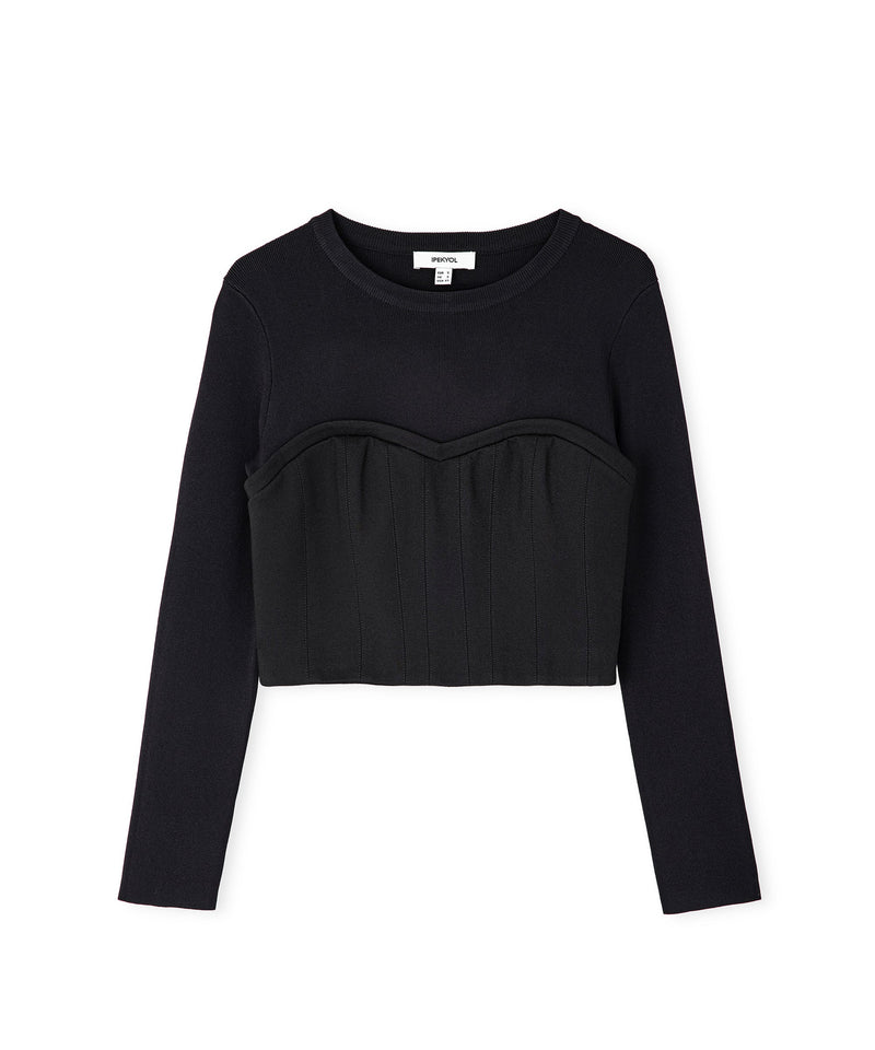 Ipekyol Knitted Mix Blouse Black