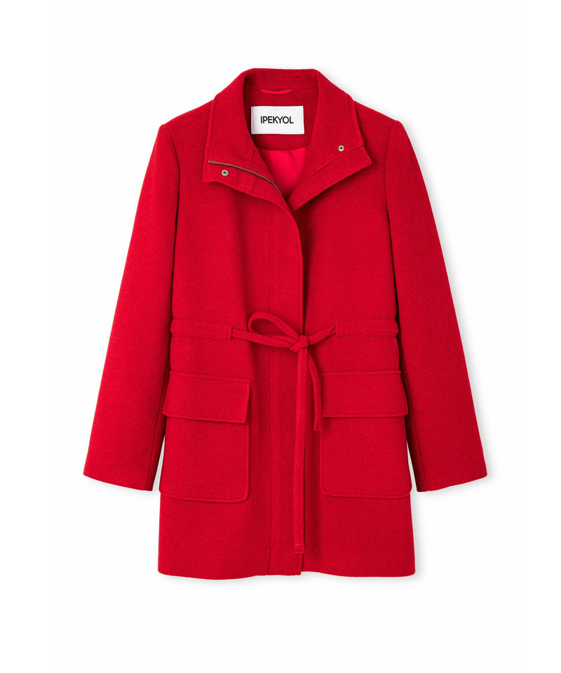 Ipekyol Coat With Wide Pockets And Belt Red