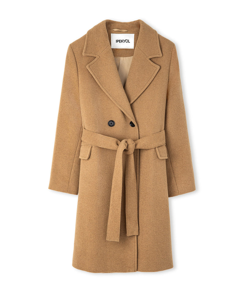 Ipekyol Belted Double Breasted Coat Camel