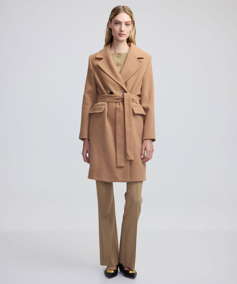 Ipekyol Belted Double Breasted Coat Camel