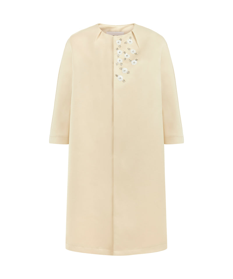 Ipekyol Flower-Embroidered Coat Natural