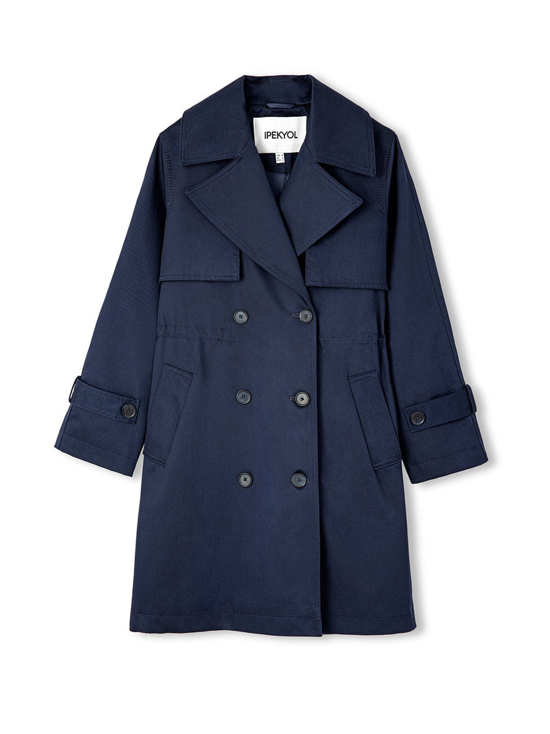 Ipekyol Buttoned Wide Collar Trench Coat Navy