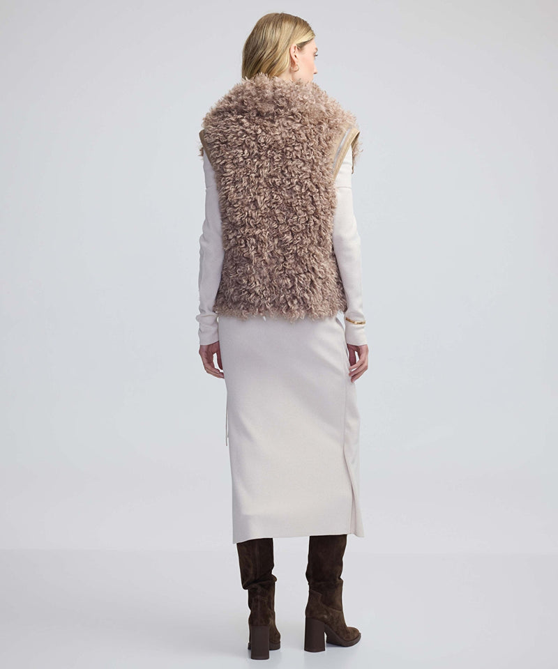 Ipekyol Wide Collar Shearling Vest Mink