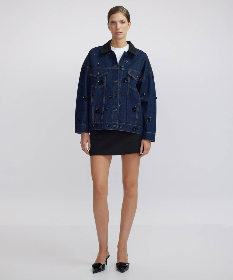 Ipekyol Denim Jacket With Embroidery And Hotfix Print Indigo