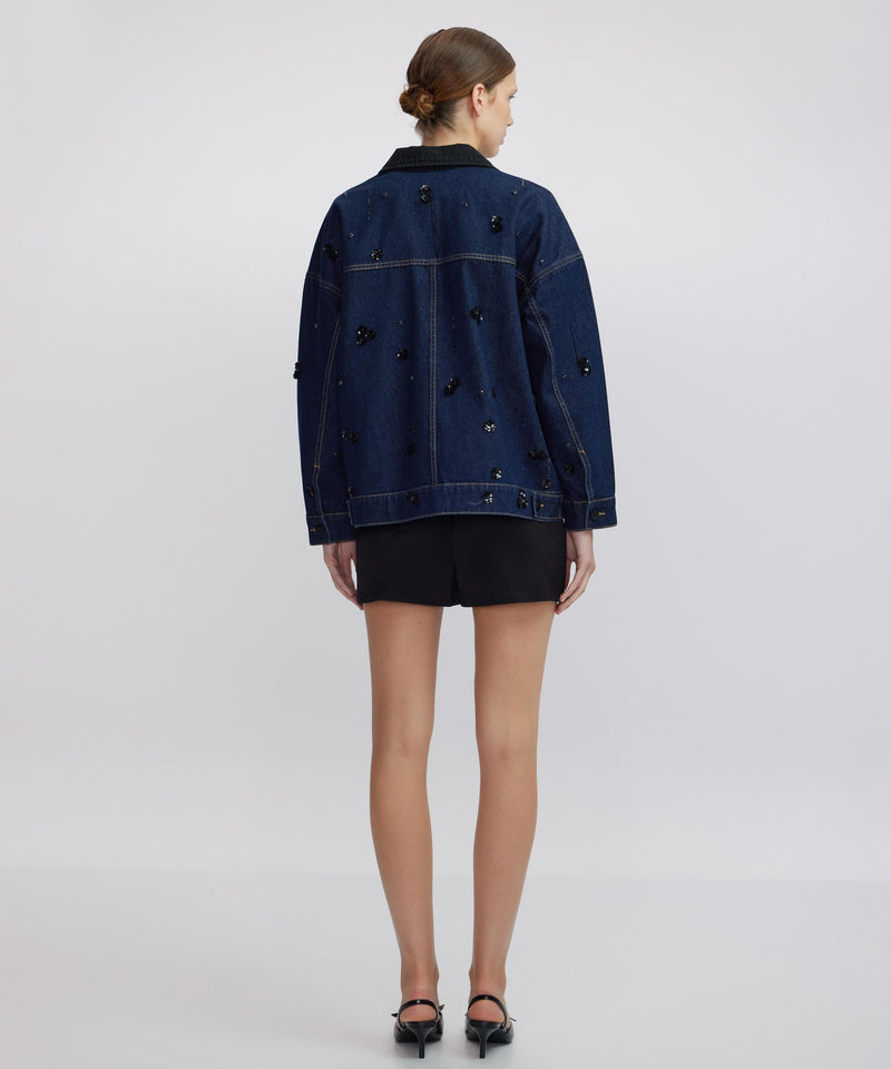 Ipekyol Denim Jacket With Embroidery And Hotfix Print Indigo