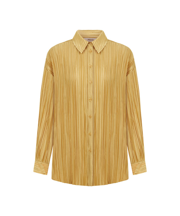 Ipekyol Long Sleeve Pleated Shirt Gold