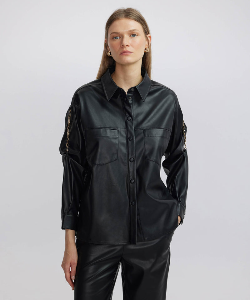 Ipekyol Leather Look Shirt Black