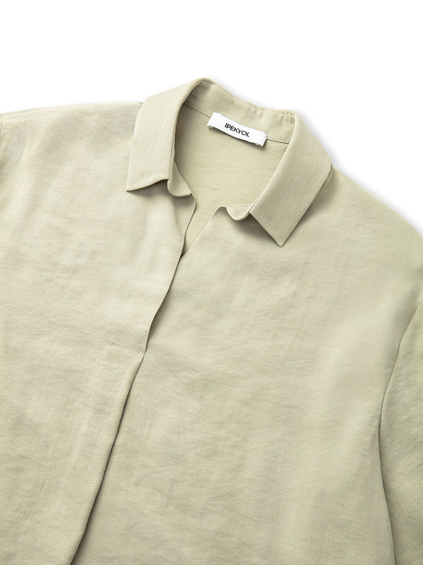 Ipekyol Shirt Collar Basic Blouse Light Khaki