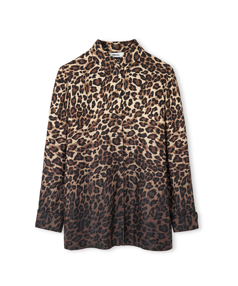 Ipekyol Gradient Color Transition Leopard Pattern Shirt Brown