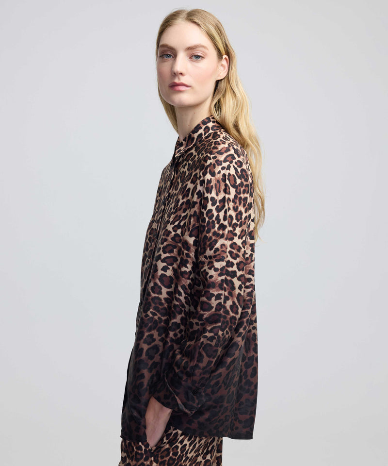 Ipekyol Gradient Color Transition Leopard Pattern Shirt Brown