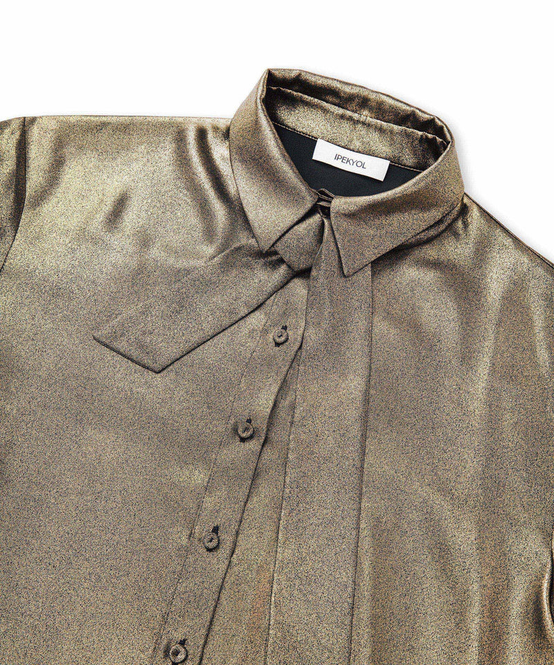 Ipekyol Shiny Textured Shirt Gold