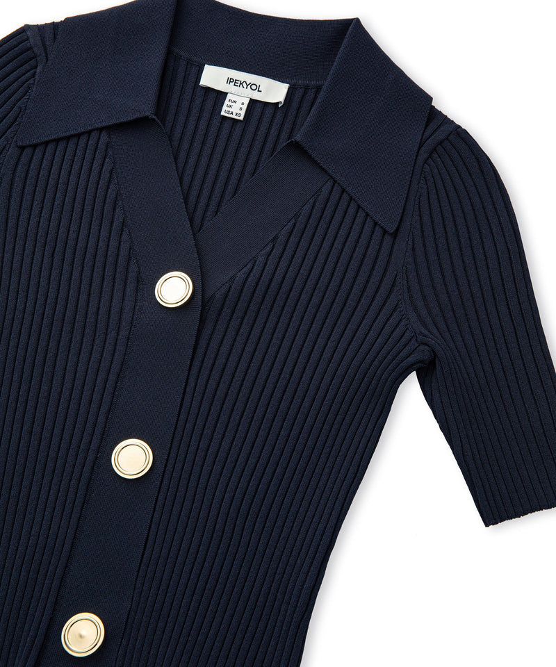 Ipekyol Metal Buttoned Ribbed Knitwear Navy