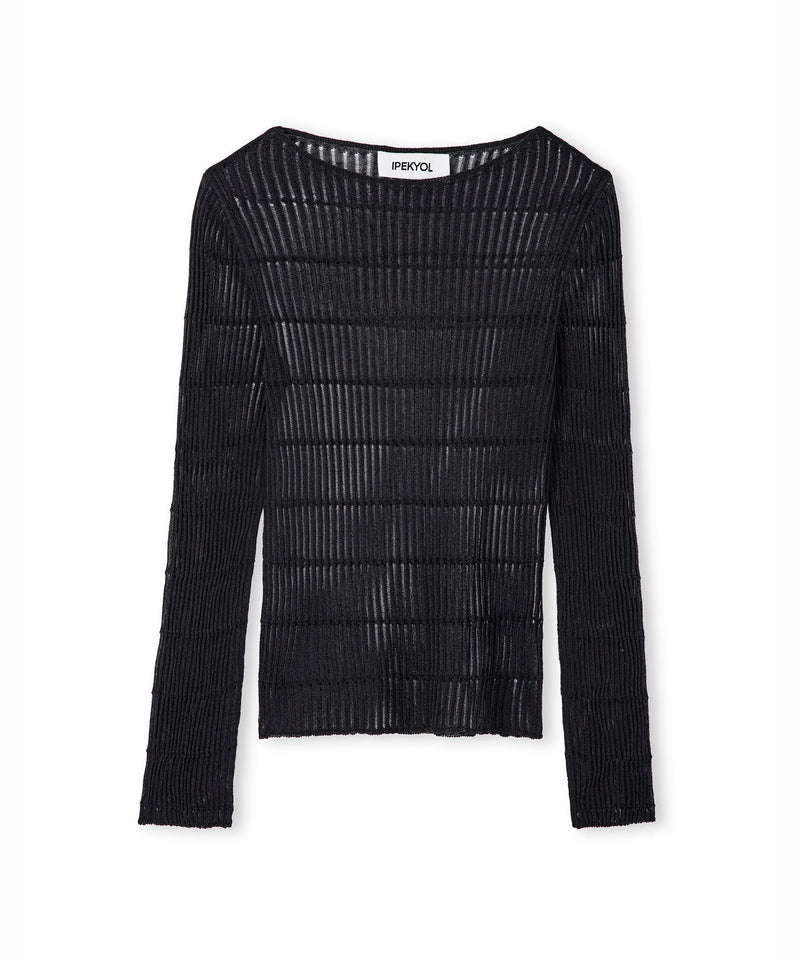 Ipekyol Textured Transparent Knitwear Black