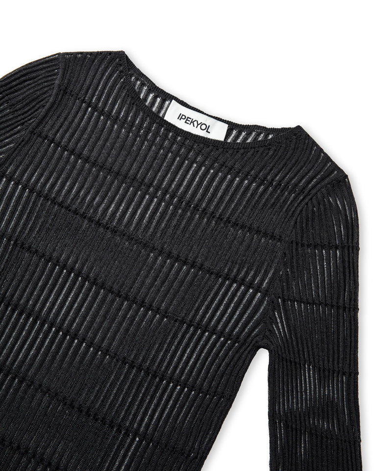 Ipekyol Textured Transparent Knitwear Black