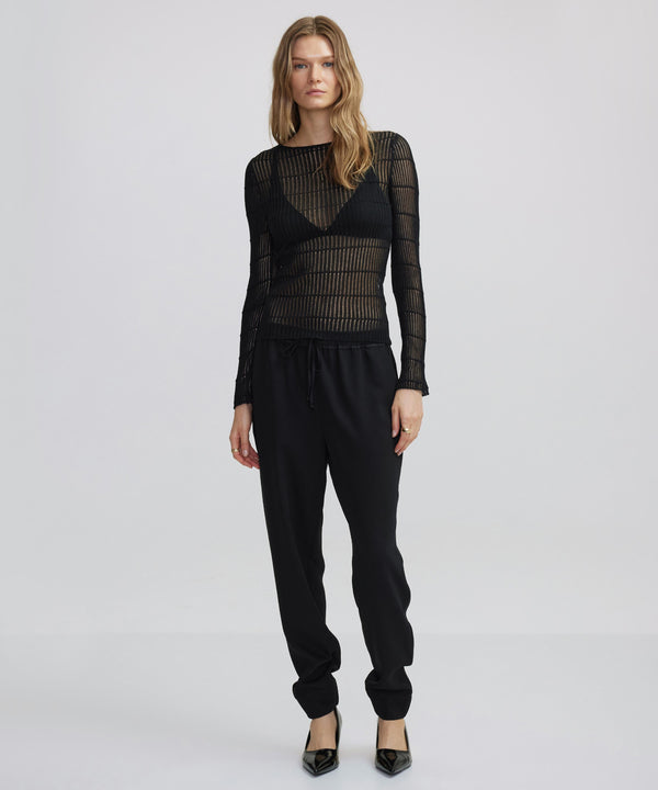 Ipekyol Textured Transparent Knitwear Black