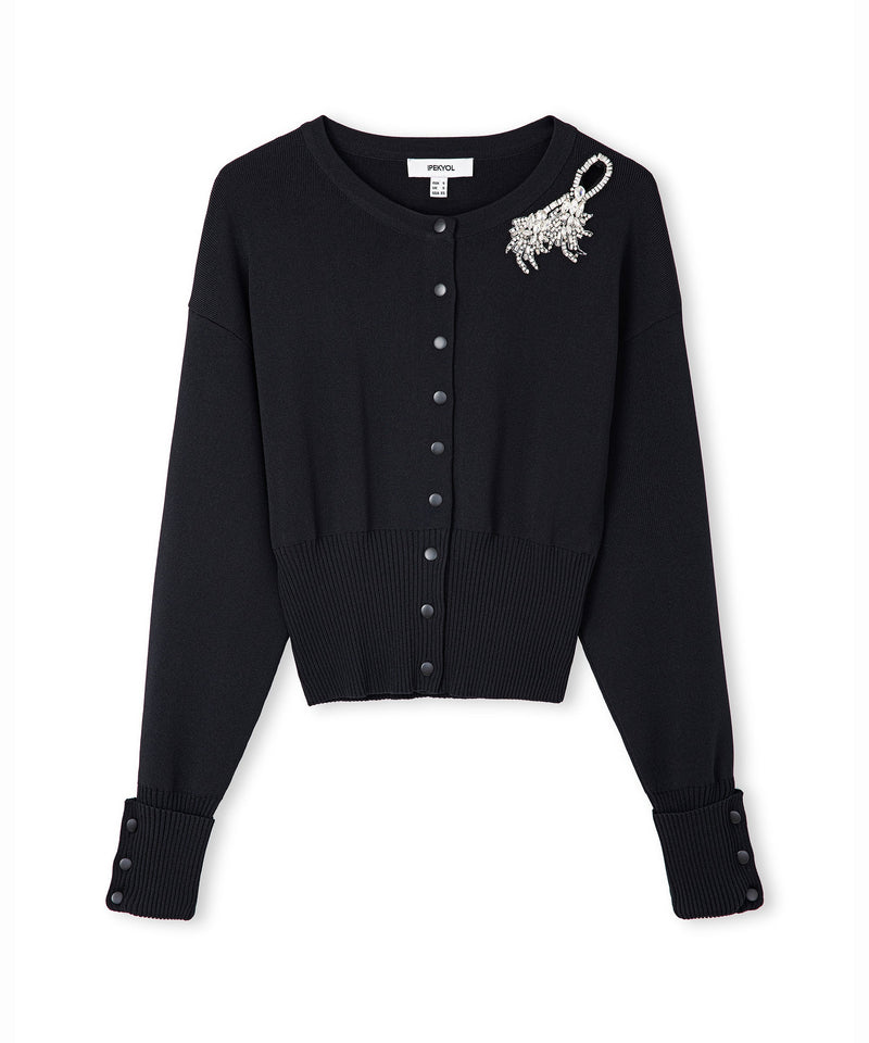 Ipekyol Waist-Accented And Embroidered Cardigan Black