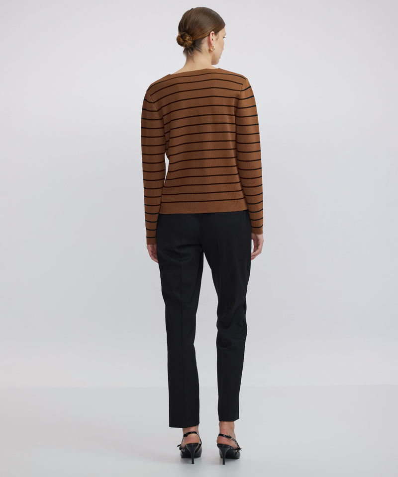 Ipekyol Striped Pattern Knitted Cardigan Caramel