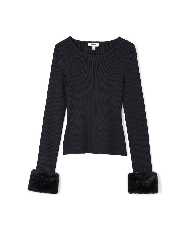 Ipekyol Knitwear With Removable Plush Trim Black