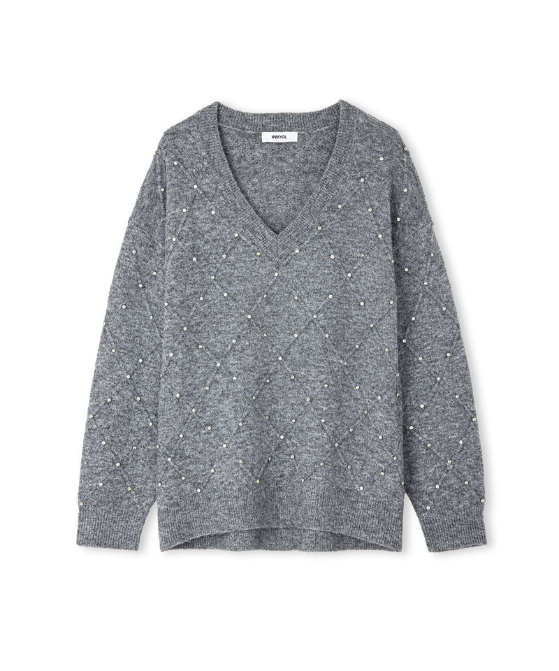 Ipekyol Crystal Stone Embroidered Knitwear Grey