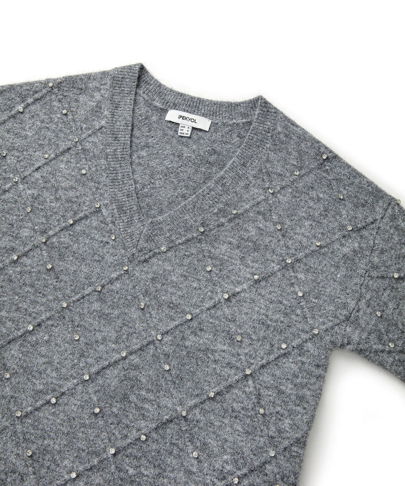 Ipekyol Crystal Stone Embroidered Knitwear Grey