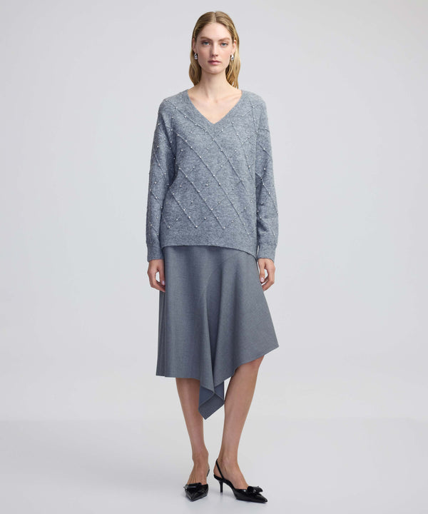 Ipekyol Crystal Stone Embroidered Knitwear Grey