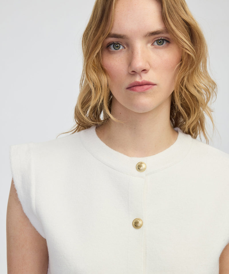 Ipekyol Gold-Button Knit Vest Ecru
