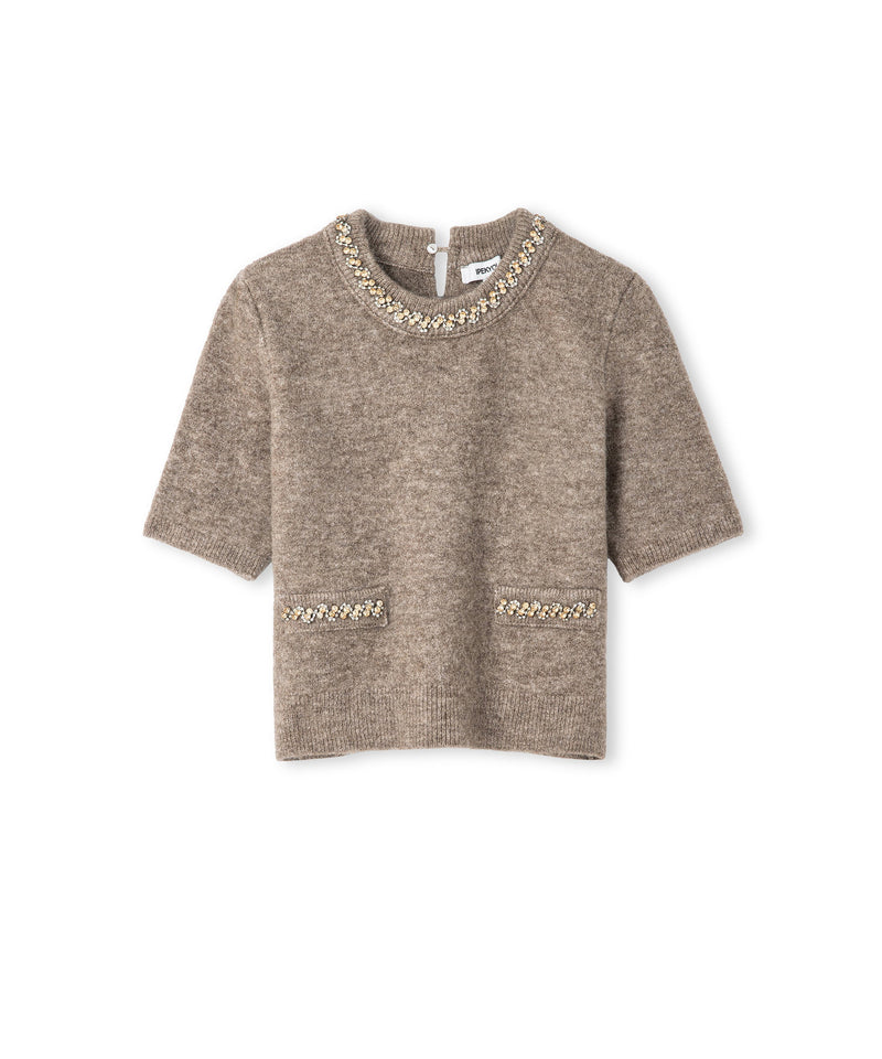 Ipekyol Mixed Stone-Embellished Knit Mink