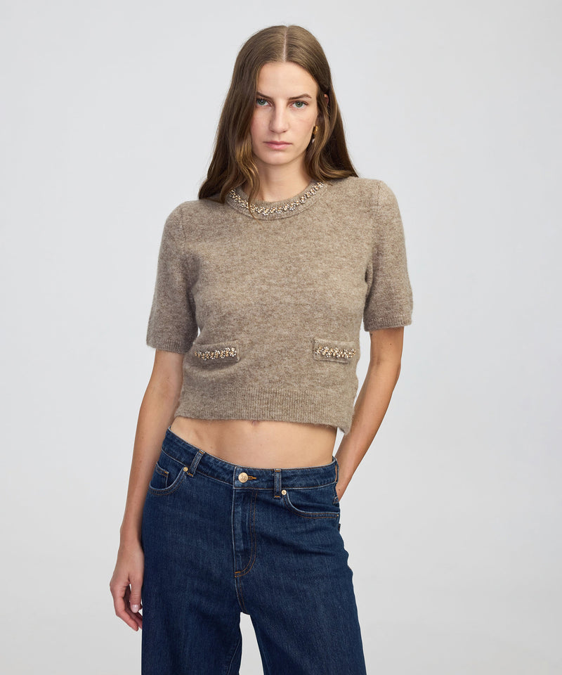 Ipekyol Mixed Stone-Embellished Knit Mink