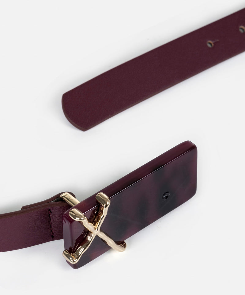 Ipekyol Leather Look Belt With Metal Details Bordoux