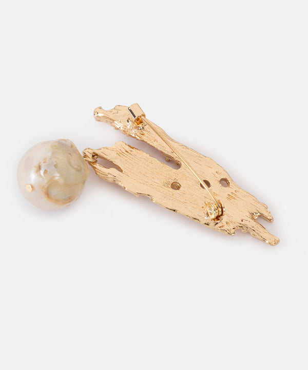 Ipekyol Faux Pearl Brooch Gold