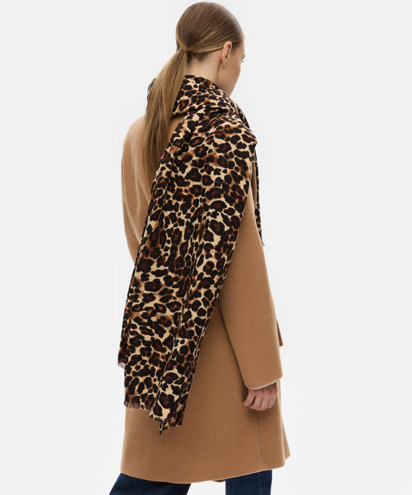 Ipekyol Leopard Pattern Scarf Brown