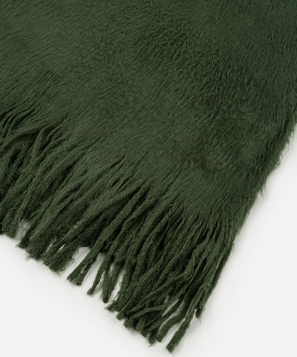 Ipekyol Plush Textured Tassel Scarf Khaki