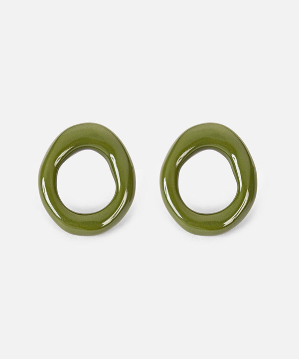 Ipekyol Asymmetric Oval Shaped Earrings Green