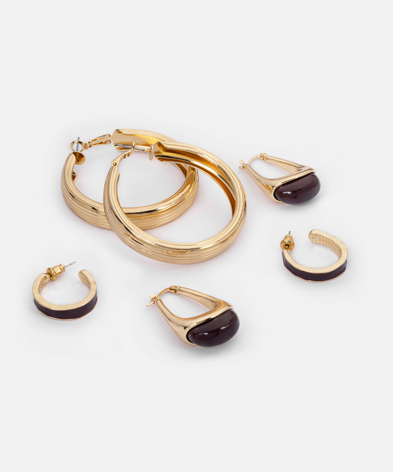 Ipekyol Metal Earring Set Gold